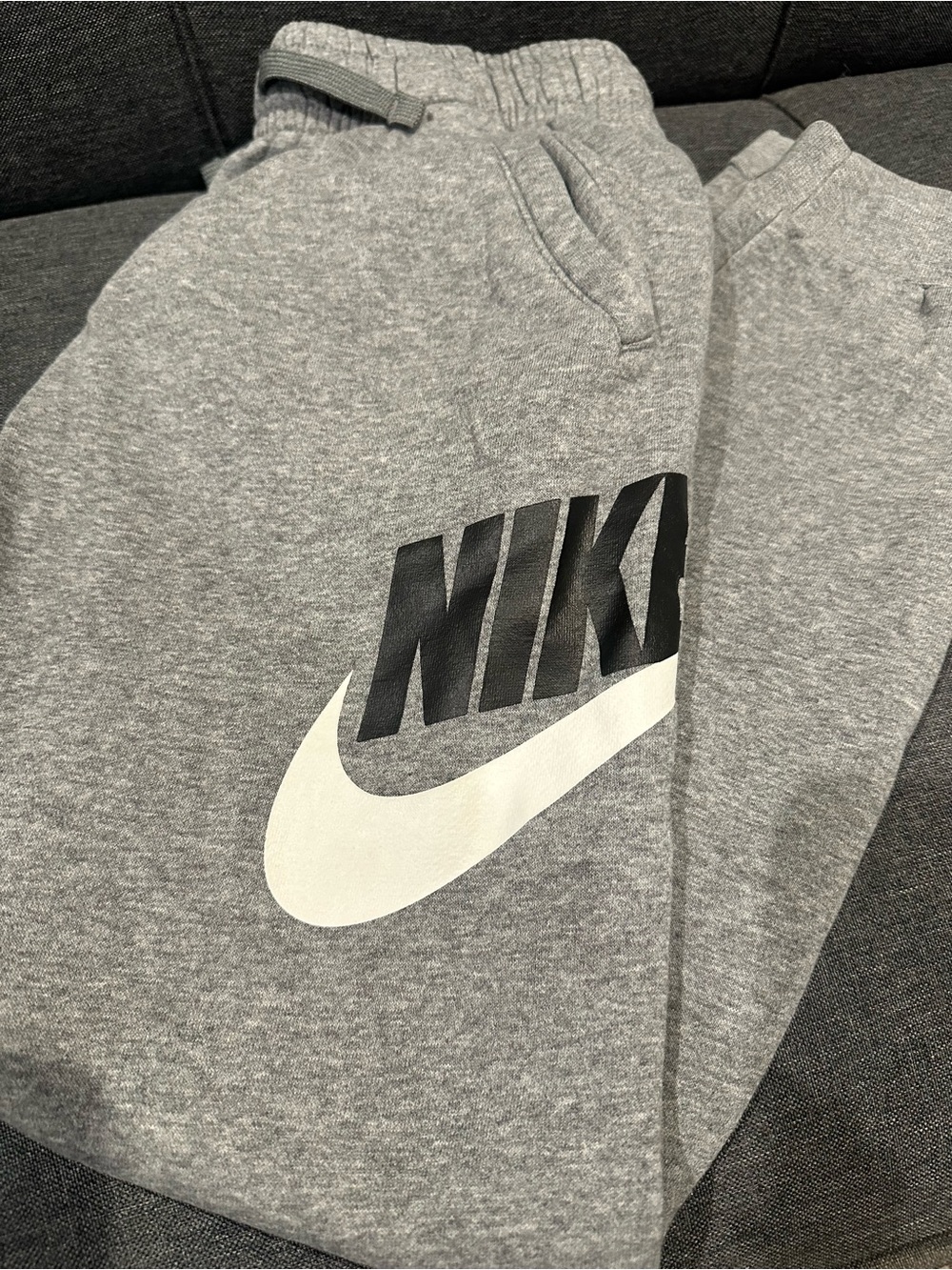 Nike Gray Sweatpants with Black and White Logo